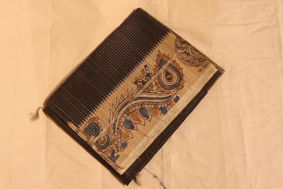 Tussar kalamkari black