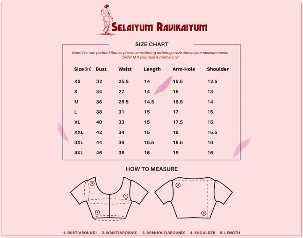 Selaiyum Ravikaiyum Size Chart
